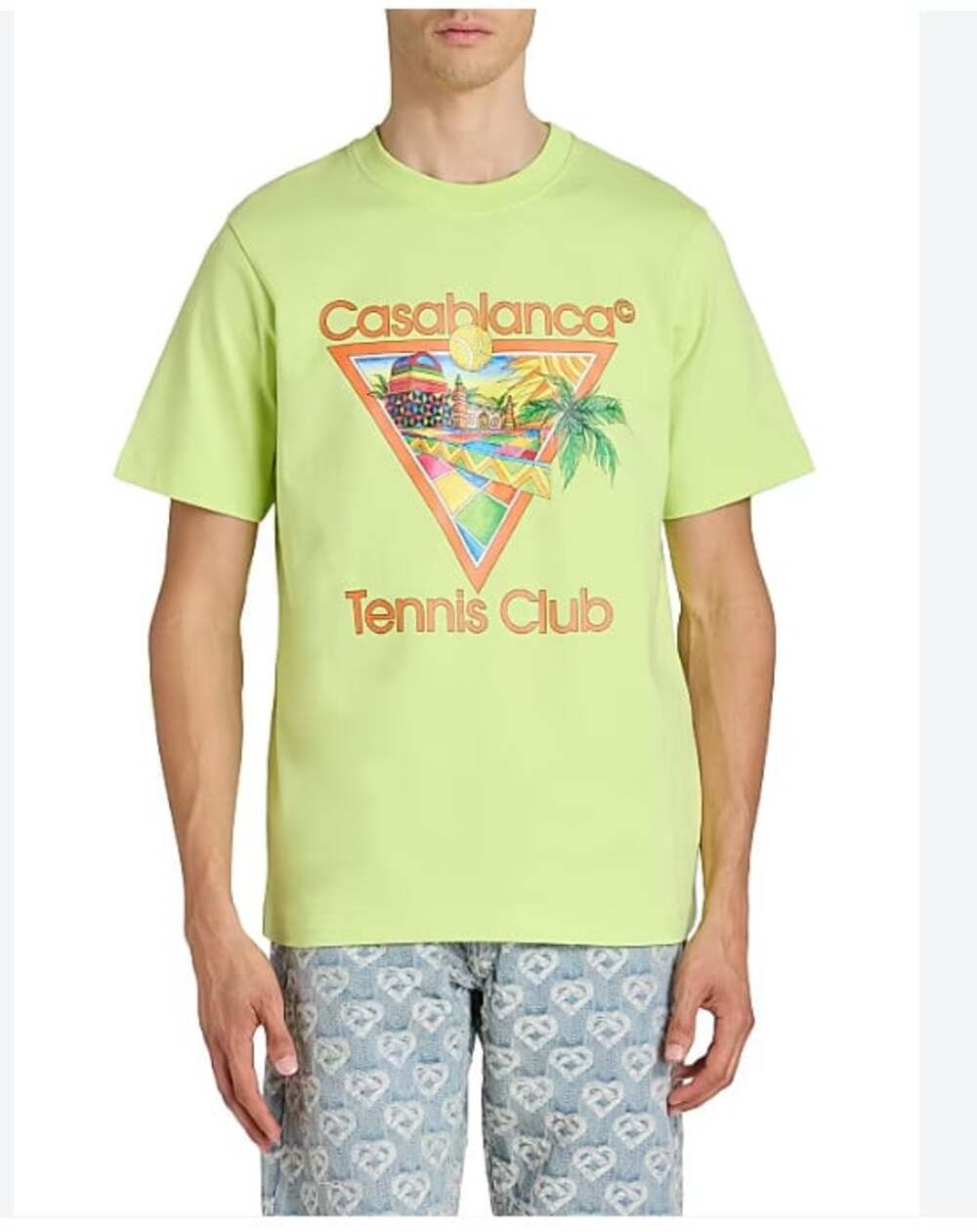 Casablanca Afro Cubism Tennis Club Shirt Mens Large Green Graphic Tee Organic